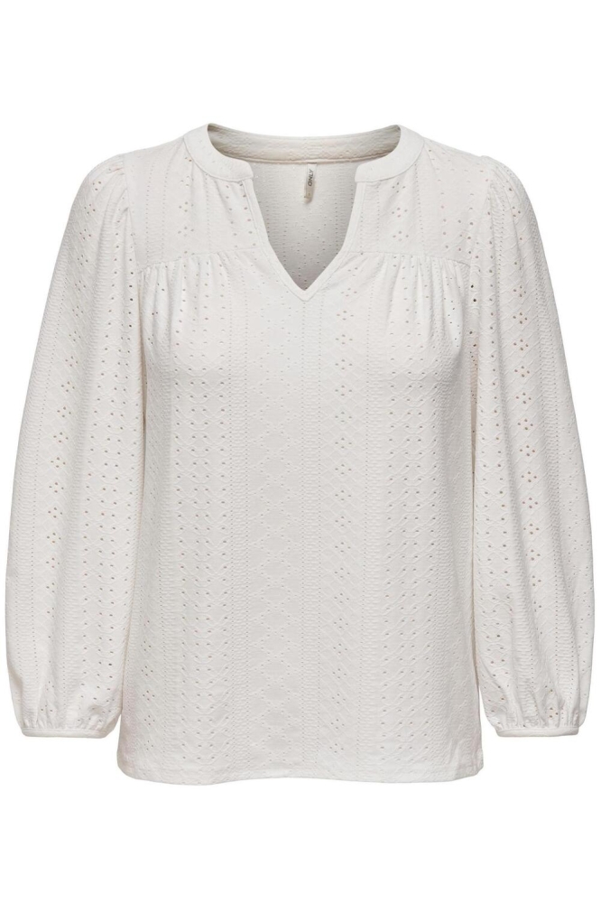 ONLSANDRA 3/4 SPLIT TOP JRS 15293379 Cloud Dancer